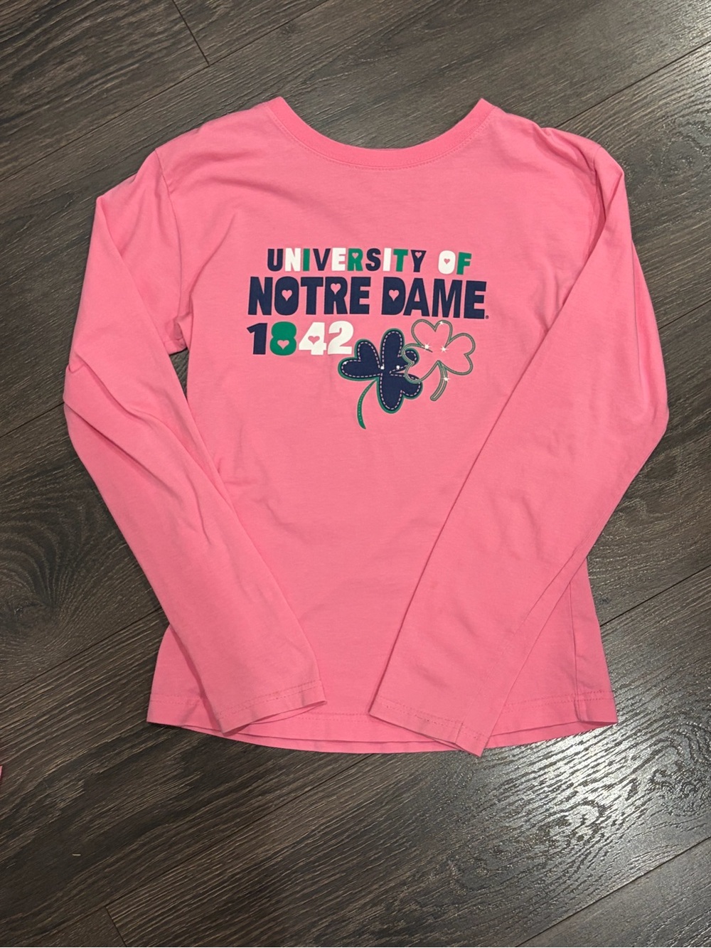 University of Notre Dame long sleeve tee pink kids